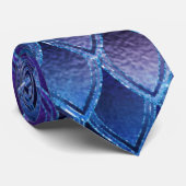 Blauw & Zilveren Glitters Draak Schubben Stropdas (Opgerold)
