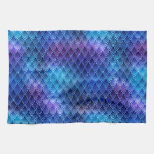 Blauw & Zilveren Glitters Draak Schubben Theedoek