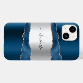 Blauw zilveren goudmageremelkschrift Case-Mate iPhone case (Achterkant (horizontaal))