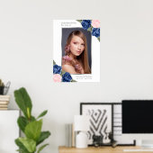 Blauw zilveren herdenkingsfoto welkomstbord poster (Thuiskantoor)