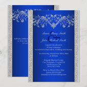 Blauw zilveren huwelijksjubileum bloemstuk kaart (Voorkant / Achterkant)