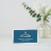 Blauw Zilveren Klerenhanger Mode Stylist Visitekaartje (Staand voorkant)
