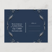 Blauw & Zilveren Lijst Elegante Trouw Save the Dat Aankondigingskaart (Achterkant)