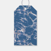 Blauw zilveren marmer cadeaulabel (Achterkant)