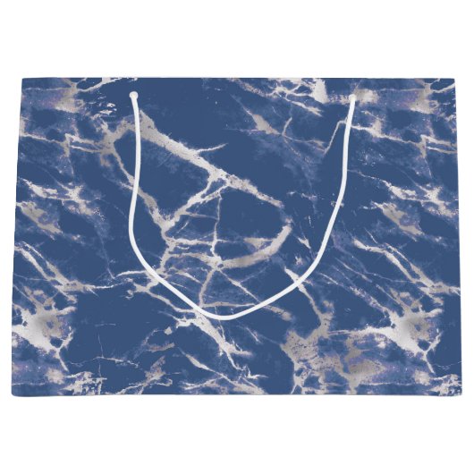 Blauw zilveren marmer groot cadeauzakje (Voorkant)