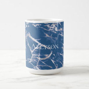 Blauw Zilveren Marmer Koffiemok