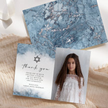 Blauw Zilveren Marmeren Bat Mitzvah Dank Je