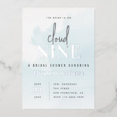 Blauw & Zilveren Modern op Cloud 9 Vrijgezellenfee Folie Uitnodiging (Voorkant)