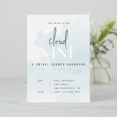 Blauw & Zilveren Modern op Cloud 9 Vrijgezellenfee Folie Uitnodiging (Staand Voorkant)