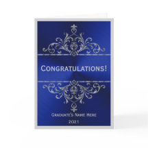  Blauw Zilveren Naam Felicitatie Afstuderen