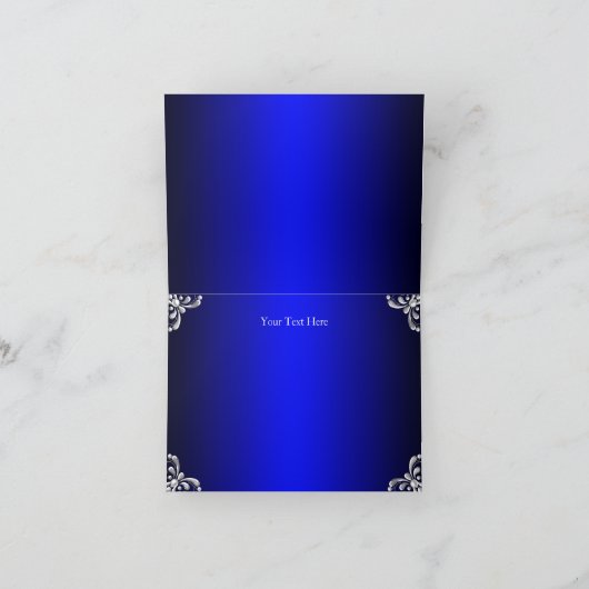 Blauw Zilveren Parel Damask Sweet 16 Dank u kaart (Binnen)