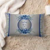 Blauw-Zilveren Petal Symphony Kussen (Deken)