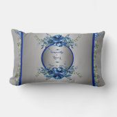 Blauw-Zilveren Petal Symphony Kussen (Voorkant)