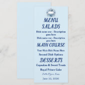 Blauw Zilveren Prins Kroon Envelope Voering Menu (Voorkant / Achterkant)