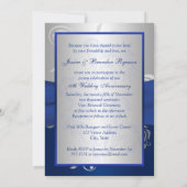 Blauw, Zilveren Scrollen, Harten Jubileum uitnodig Kaart (Achterkant)