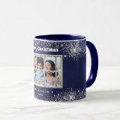 Blauw zilveren sneeuwfotovenster mok (Voorkant rechts)