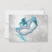 Blauw Zilveren Sneeuwvlok Masquerade Kerstmis RSVP (Achterkant)