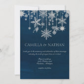 Blauw zilveren sneeuwvlok winter wonderland bruilo kaart (Voorkant)