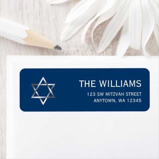 Blauw Zilveren Ster van David Bar Mitzvah Etiket (Insitu)