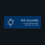 Blauw Zilveren Ster van David Bar Mitzvah Etiket<br><div class="desc">Een klassiek Bar Mitzvah retouradres label met een Star of David design in zilver en donkerblauw. Modern en formeel. Design zijn platte gedrukte illustraties / afbeeldingen - NIET ECHT ZILVERFOLIE.</div>
