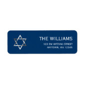 Blauw Zilveren Ster van David Bar Mitzvah Etiket (Voorkant)