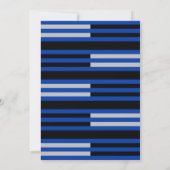 Blauw / Zilveren strepen op Black Bar Mitswa Kaart (Achterkant)