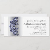  blauw zilveren swirl vrijgezellenfeest kaart (Achterkant)