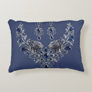 Blauw Zilveren Tijger Kristallen Sieraden Set Accent Kussen