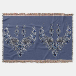 Blauw Zilveren Tijger Kristallen Sieraden Set Deken