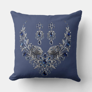 Blauw Zilveren Tijger Kristallen Sieraden Set Kussen