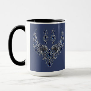 Blauw Zilveren Tijger Kristallen Sieraden Set Mok