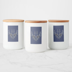 Blauw Zilveren Tijger Kristallen Sieraden Set Voedselcontainer Etiket