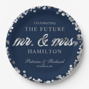 Blauw Zilveren Toekomstige Meneer en Mevrouw Verlo Papieren Bordje