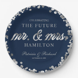 Blauw Zilveren Toekomstige Mijnheer en Mevrouw Ver Papieren Bordje