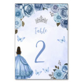 Blauw Zilveren Waterverf Bloemenprinses Quinceañer Kaart (Voorkant)