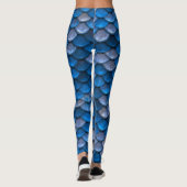 Blauw Zilveren Zeemeermin Vissen Schubben Leggings (Achterkant)