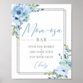 Blauw zilveren zilverbeeld geometrisch moslima-oes poster (Voorkant)