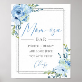 Blauw zilveren zilverbeeld geometrisch moslima-oes poster