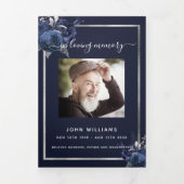 Blauw zilveren zilveren fotodrievoudig begrafenisp drieluik aankondiging (Cover)