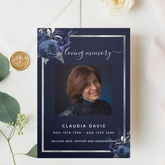 Blauw zilveren zilveren fotodrievoudig begrafenisp drieluik aankondiging