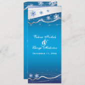 Blauw, zilvergrijs sneeuwvlok trouwprogramma kaart (Voorkant / Achterkant)