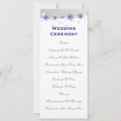 Blauw, zilvergrijs sneeuwvlok trouwprogramma kaart (Achterkant)