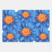 Blauw Zinnia oranje centrum Inpakpapier Vel (Voorkant)