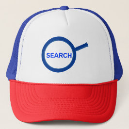 Blauw zoek vergrootglas trucker pet