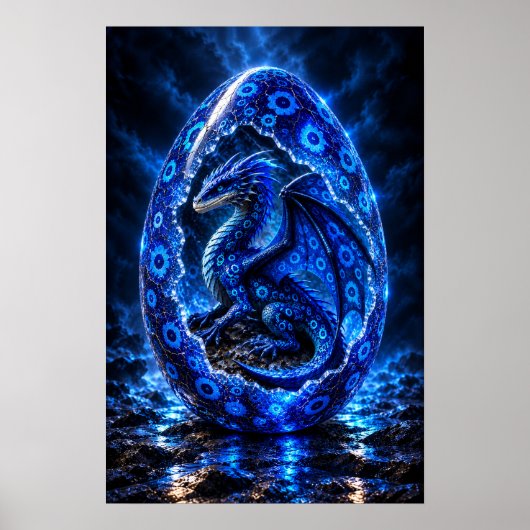 Blauw Zoeker Draken Ei Poster (Voorkant)