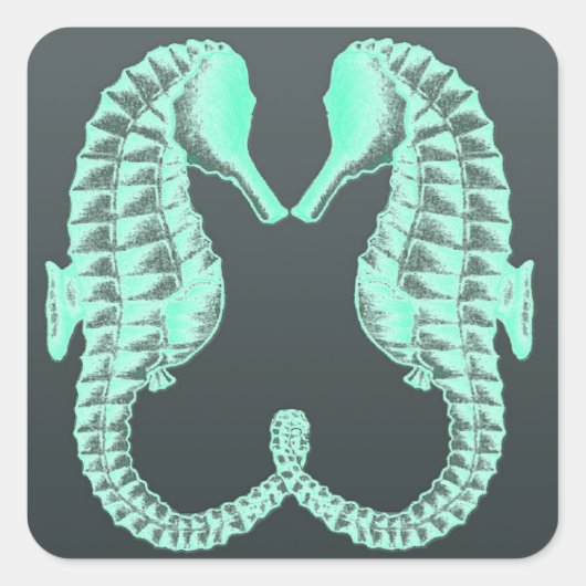 Blauw  zoenend Zee Vierkante Sticker (Voorkant)