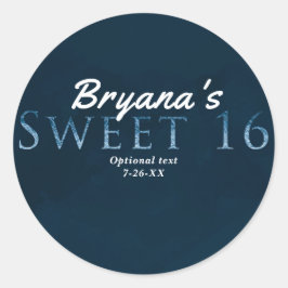 Blauw ZOET 16 Chic Elegant Verjaardagsfeestje Favo Ronde Sticker