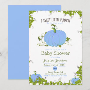 Blauw zoet pompoenen Baby shower Kaart