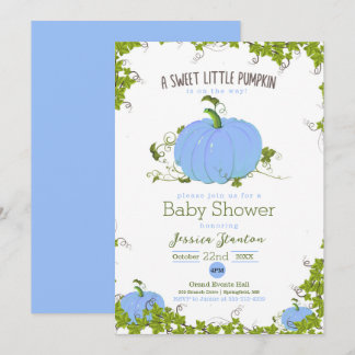 Blauw zoet pompoenen Baby shower Kaart
