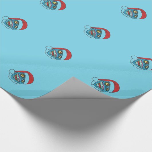 Blauw zombie-kerstcadeaupapier cadeaupapier (Hoek)